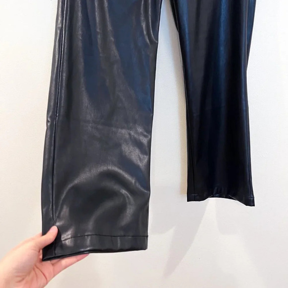 Mother Skippety Ankle Black Faux Vegan Leather Classic Straight Leg Pants Small - Picture 6 of 12